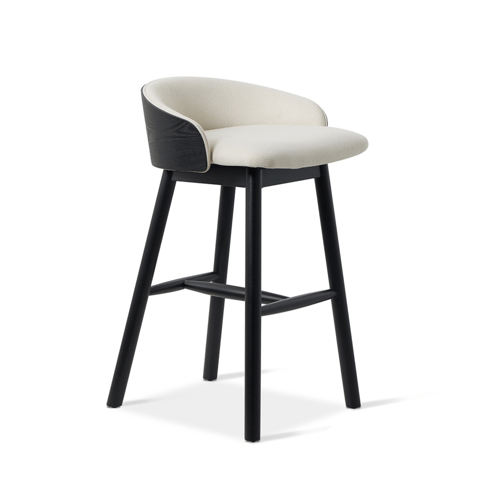 Tabouret de bar en frêne noir avec assise rembourrée pour cuisine
