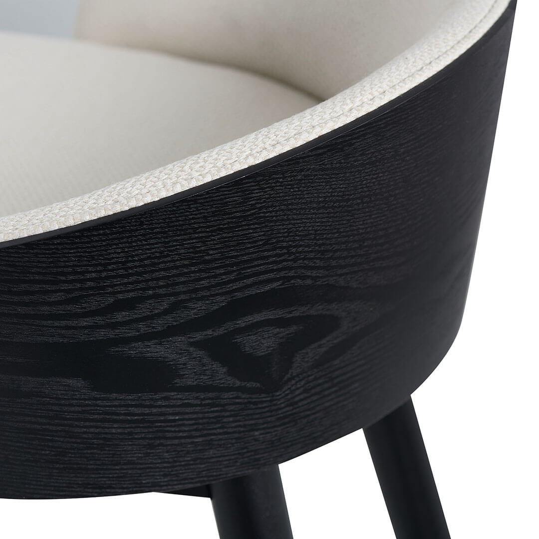 Tabouret de bar en frêne noir avec assise rembourrée pour cuisine