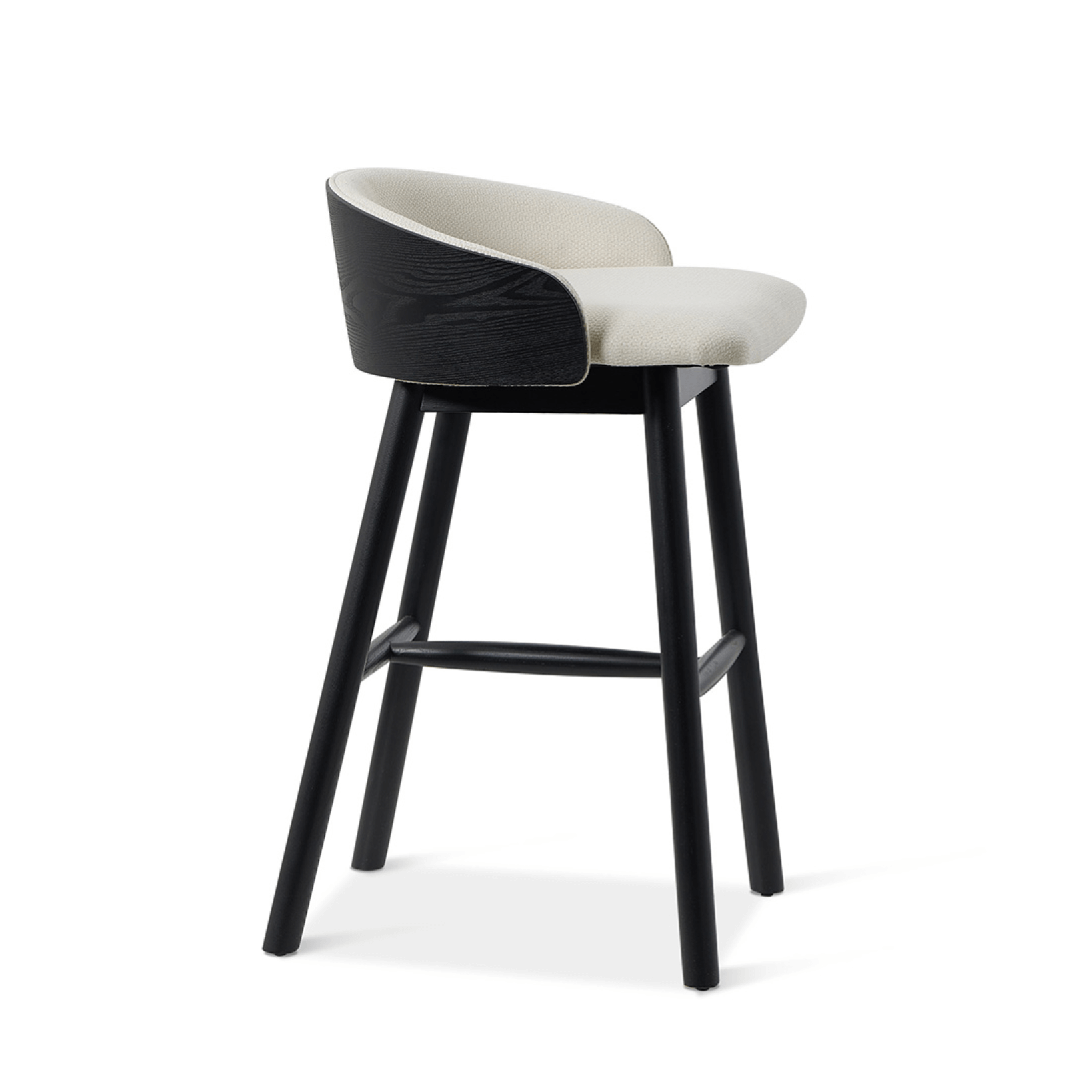 Tabouret de bar en frêne noir avec assise rembourrée pour cuisine