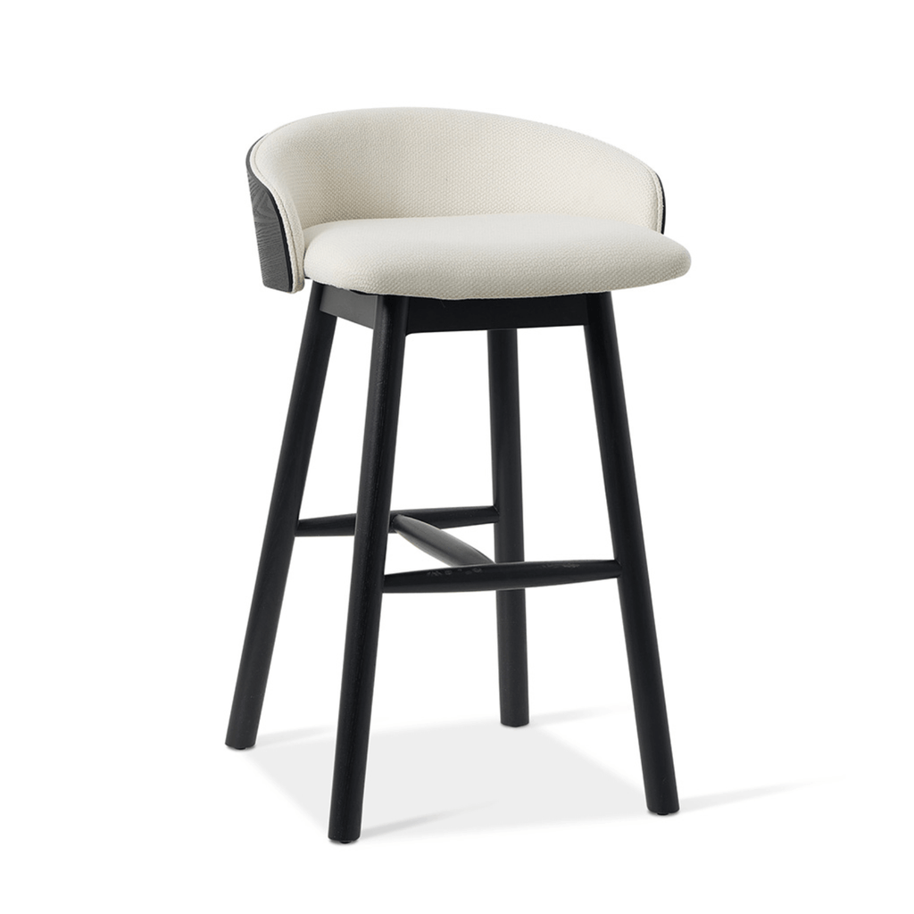 Tabouret de bar en frêne noir avec assise rembourrée pour cuisine