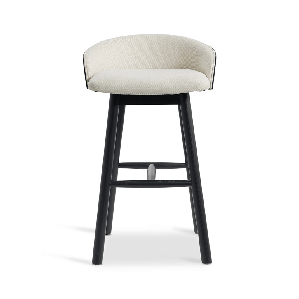 Tabouret de bar en frêne noir avec assise rembourrée pour cuisine