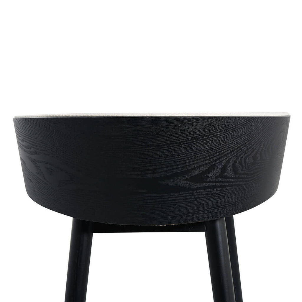 Tabouret de bar en frêne noir avec assise rembourrée pour cuisine