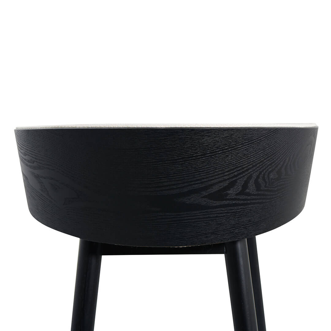 Tabouret de bar en frêne noir avec assise rembourrée pour cuisine