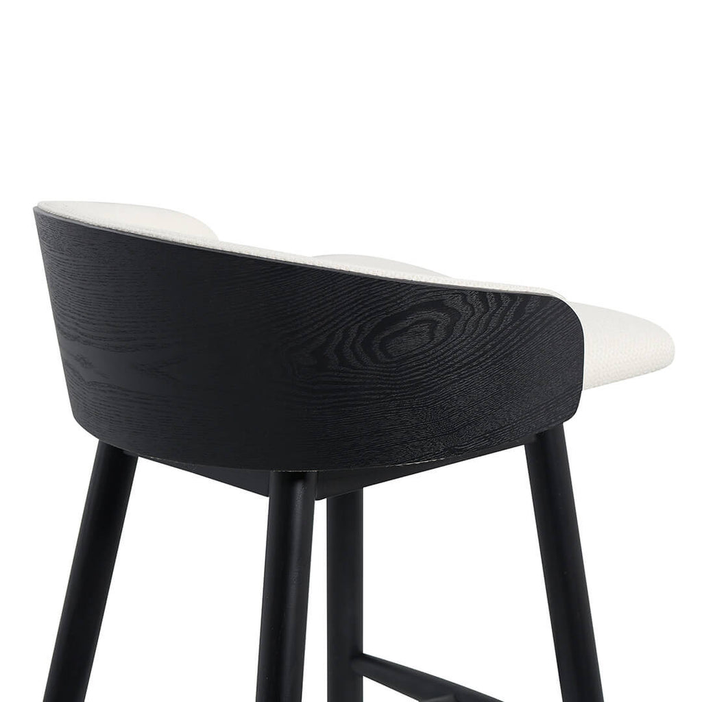 Tabouret de bar en frêne noir avec assise rembourrée pour cuisine