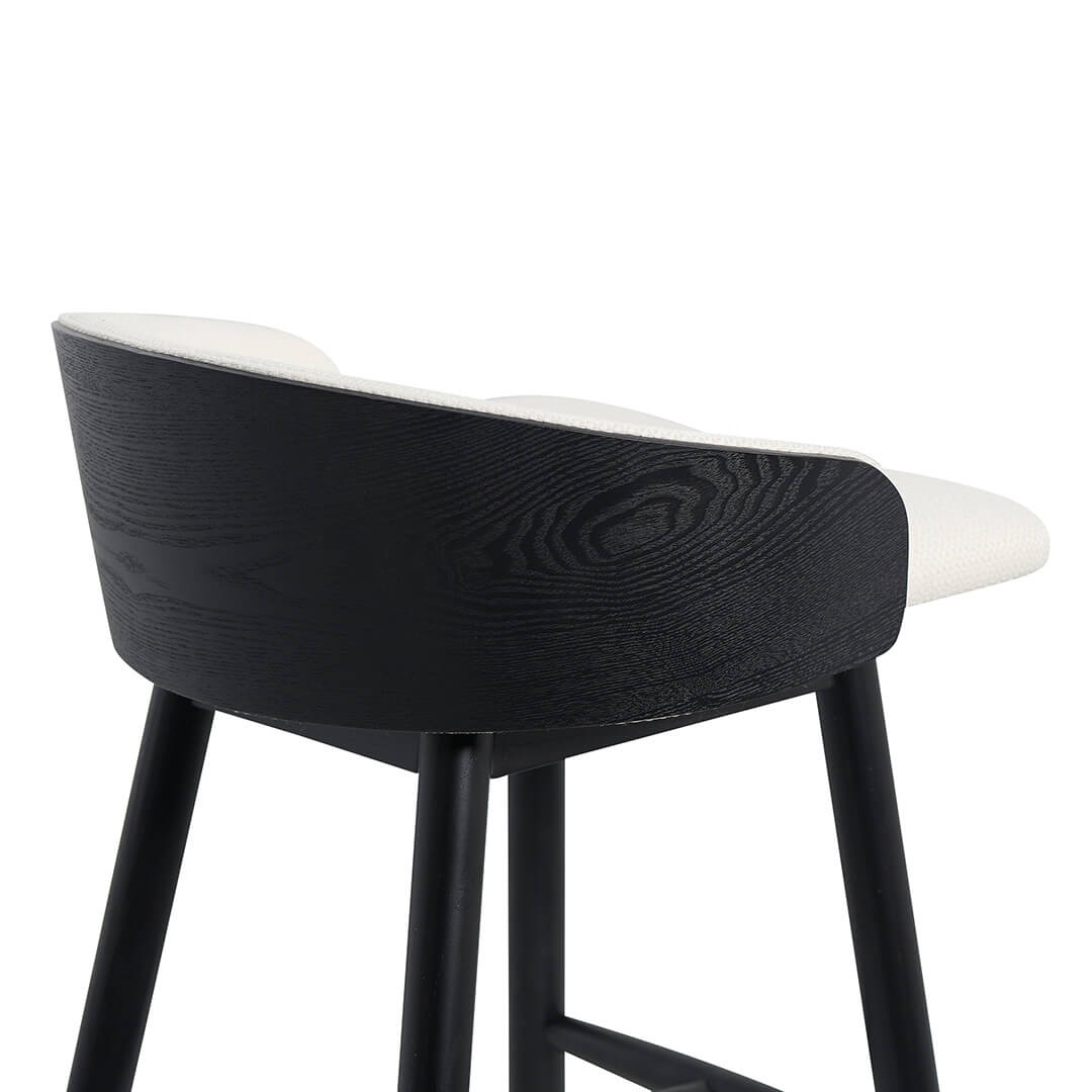Tabouret de bar en frêne noir avec assise rembourrée pour cuisine