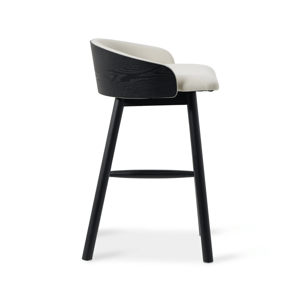 Tabouret de bar en frêne noir avec assise rembourrée pour cuisine