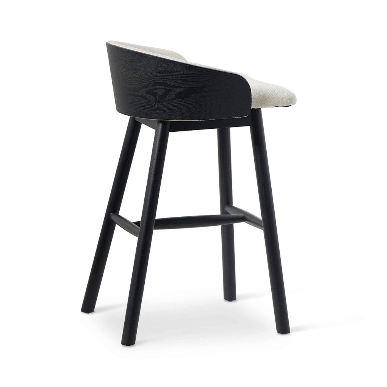Tabouret de bar en frêne noir avec assise rembourrée pour cuisine