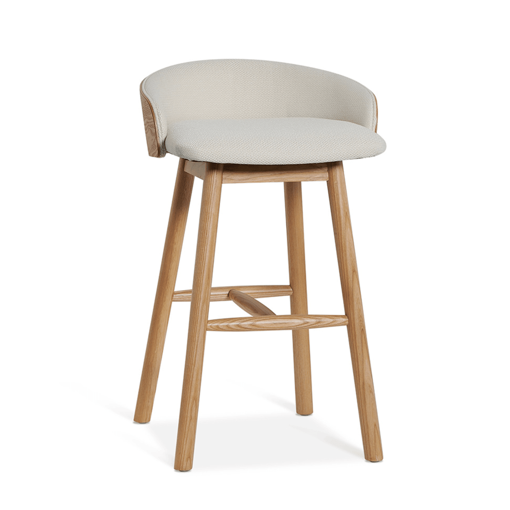 Tabouret de bar en frêne naturel avec assise rembourrée pour cuisine
