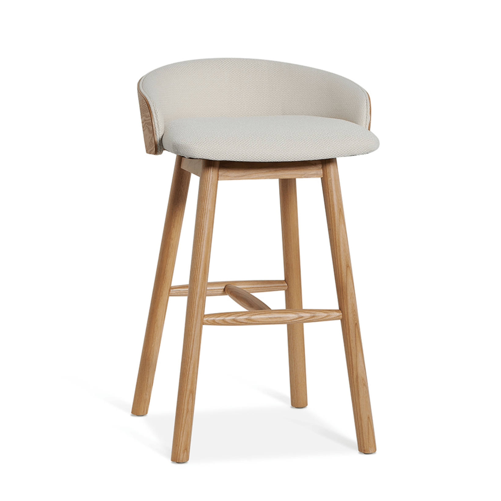 Tabouret de bar en frêne naturel avec assise rembourrée pour cuisine
