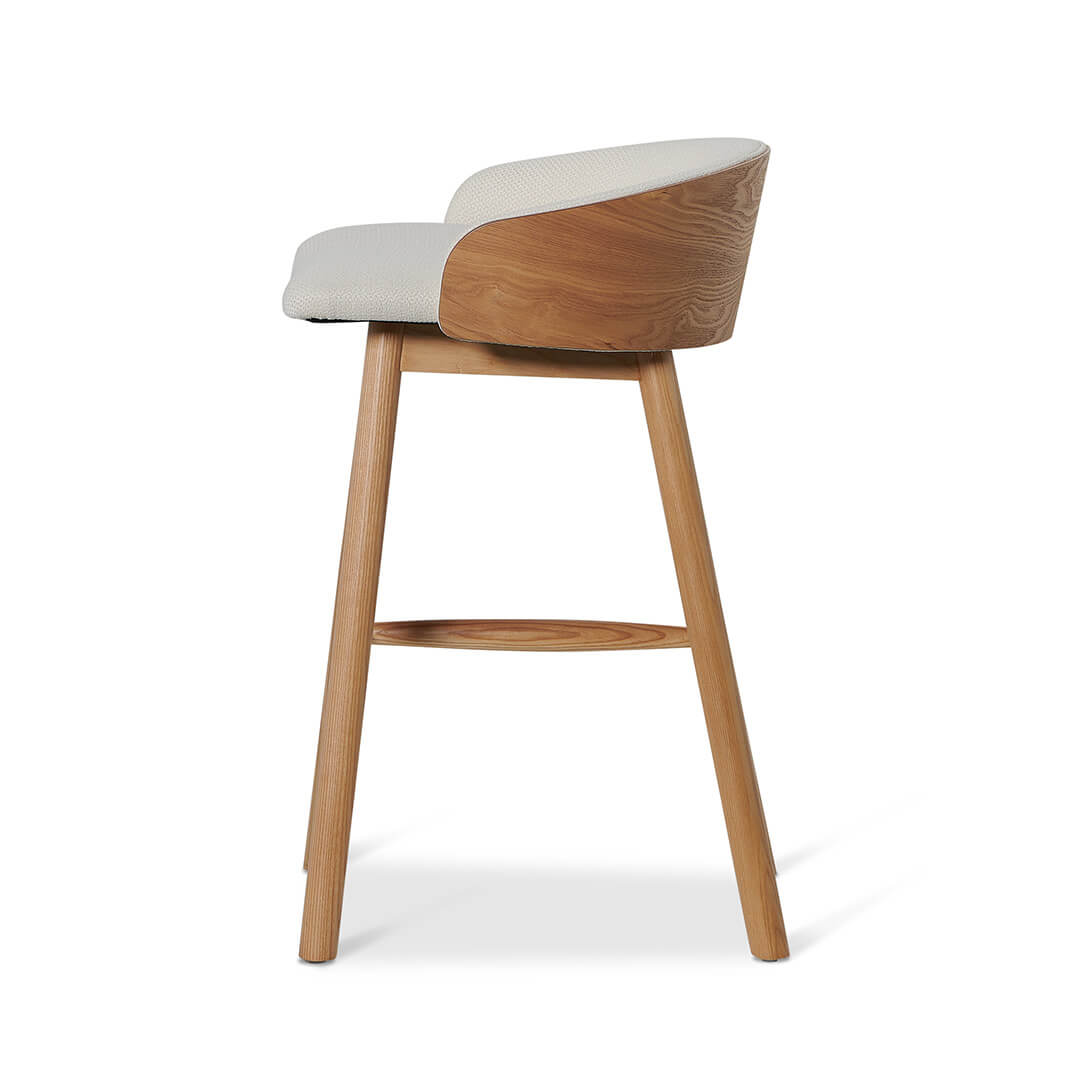 Tabouret de bar en frêne naturel avec assise rembourrée pour cuisine