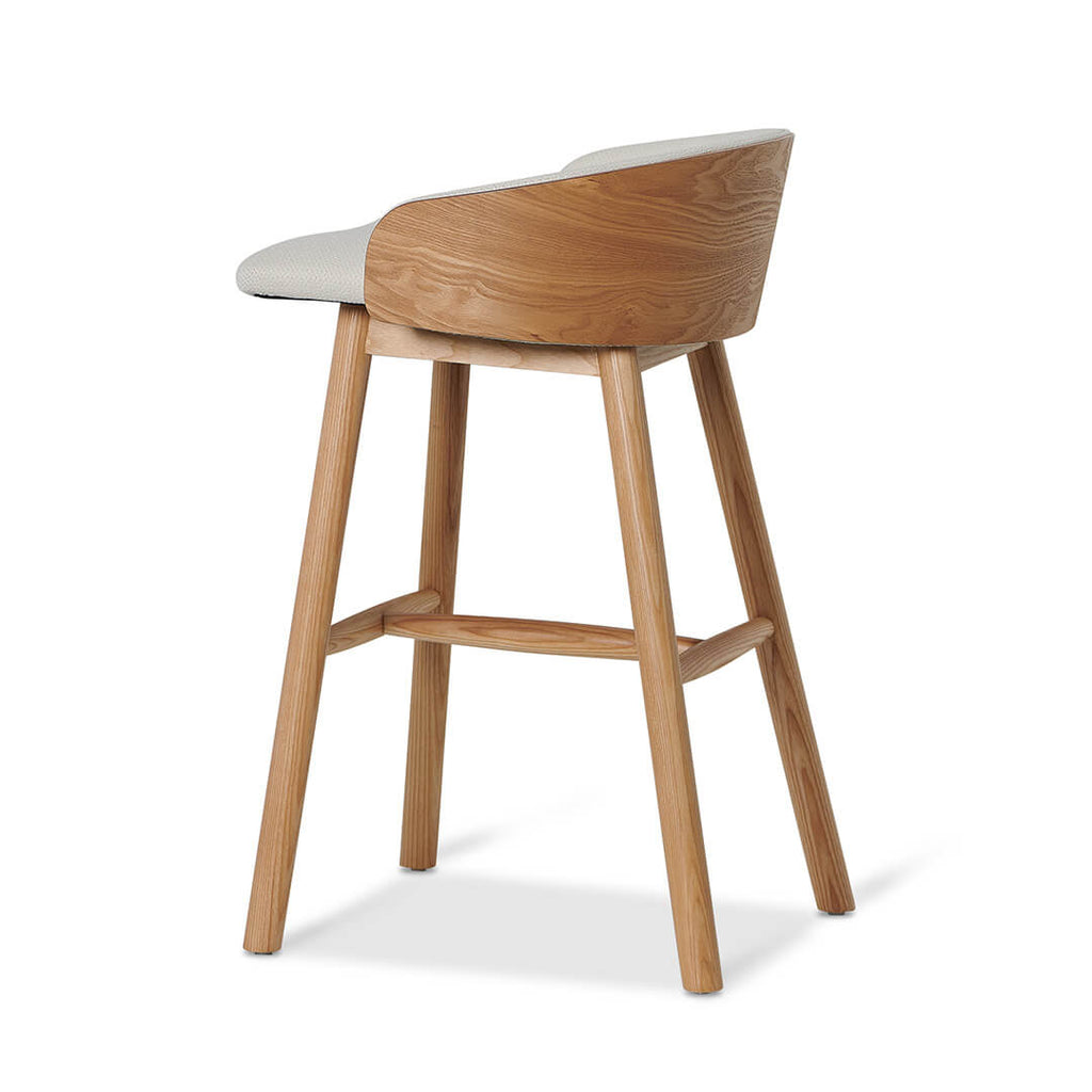 Tabouret de bar en frêne naturel avec assise rembourrée pour cuisine