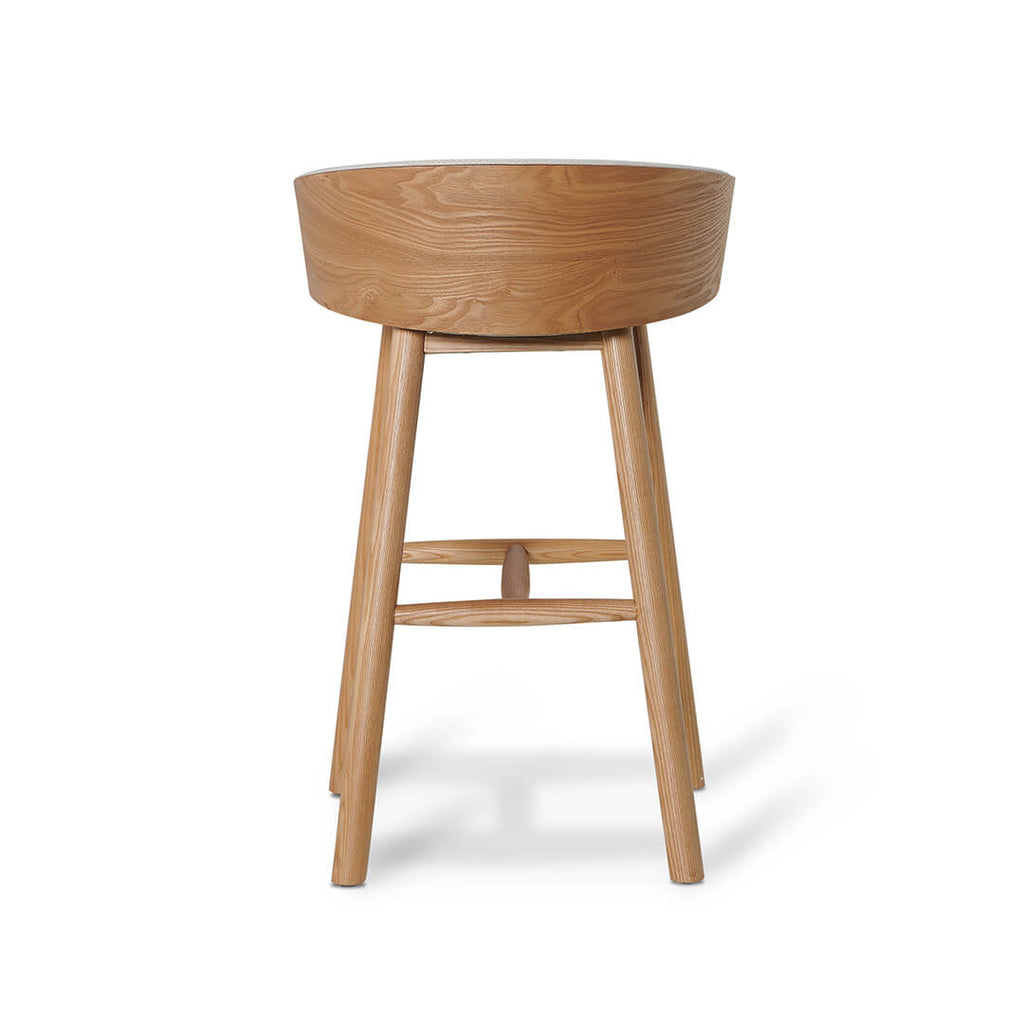 Tabouret de bar en frêne naturel avec assise rembourrée pour cuisine
