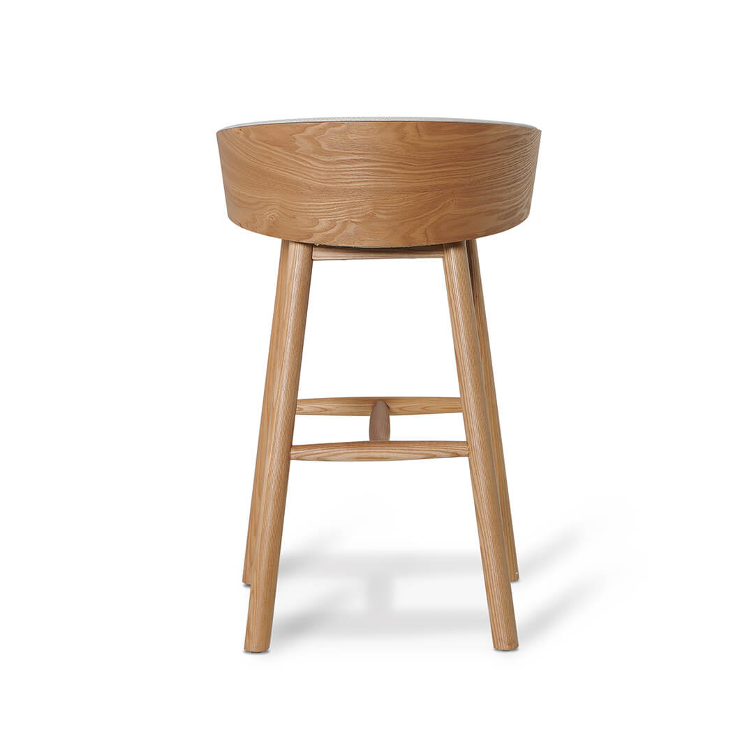 Tabouret de bar en frêne naturel avec assise rembourrée pour cuisine