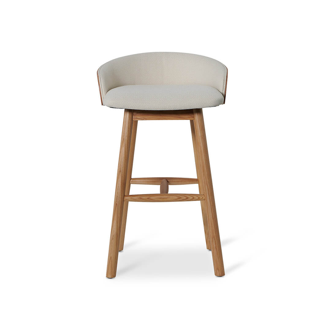 Tabouret de bar en frêne naturel avec assise rembourrée pour cuisine