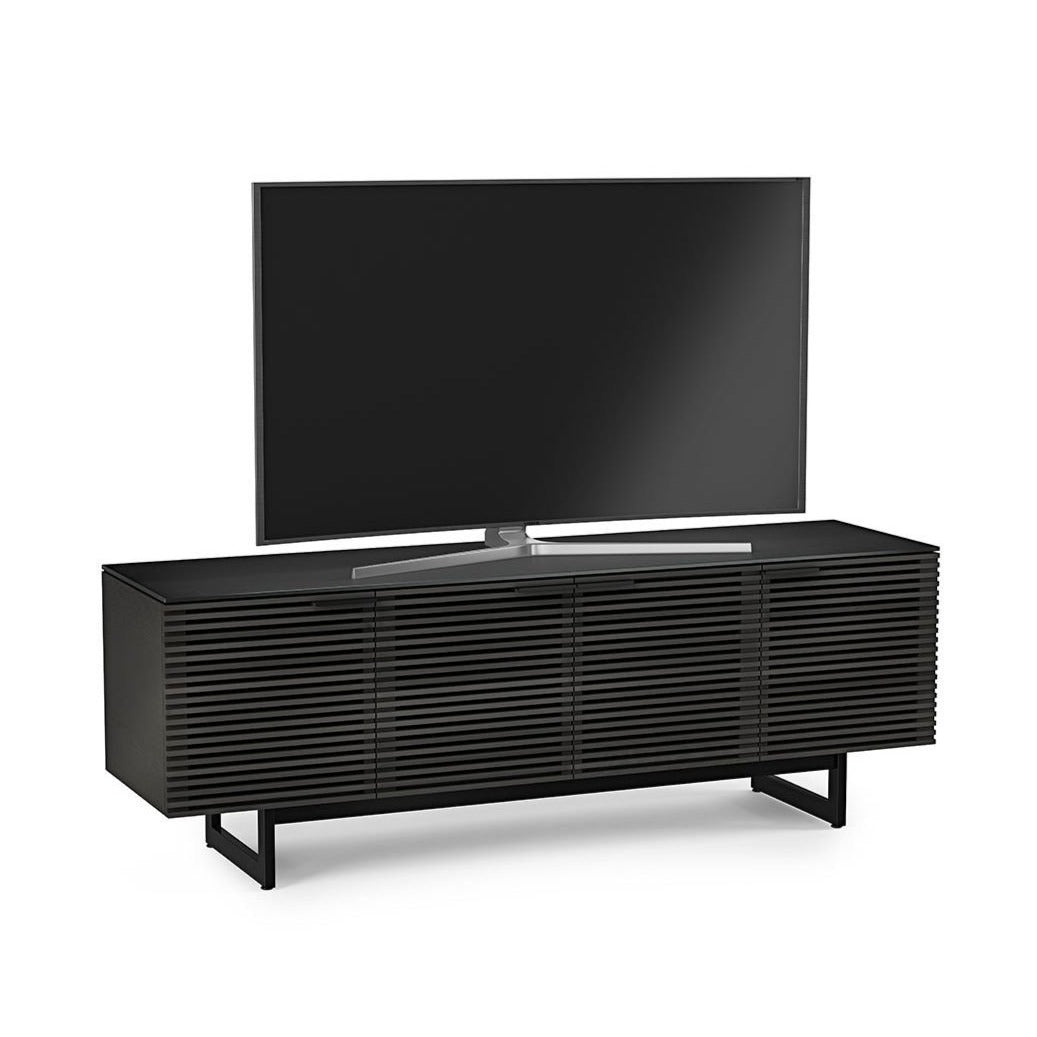 Meuble TV moderne en noyer et charbon de bois pour salon