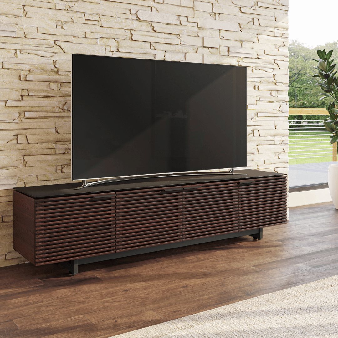 Meuble TV moderne en noyer anthracite pour salon