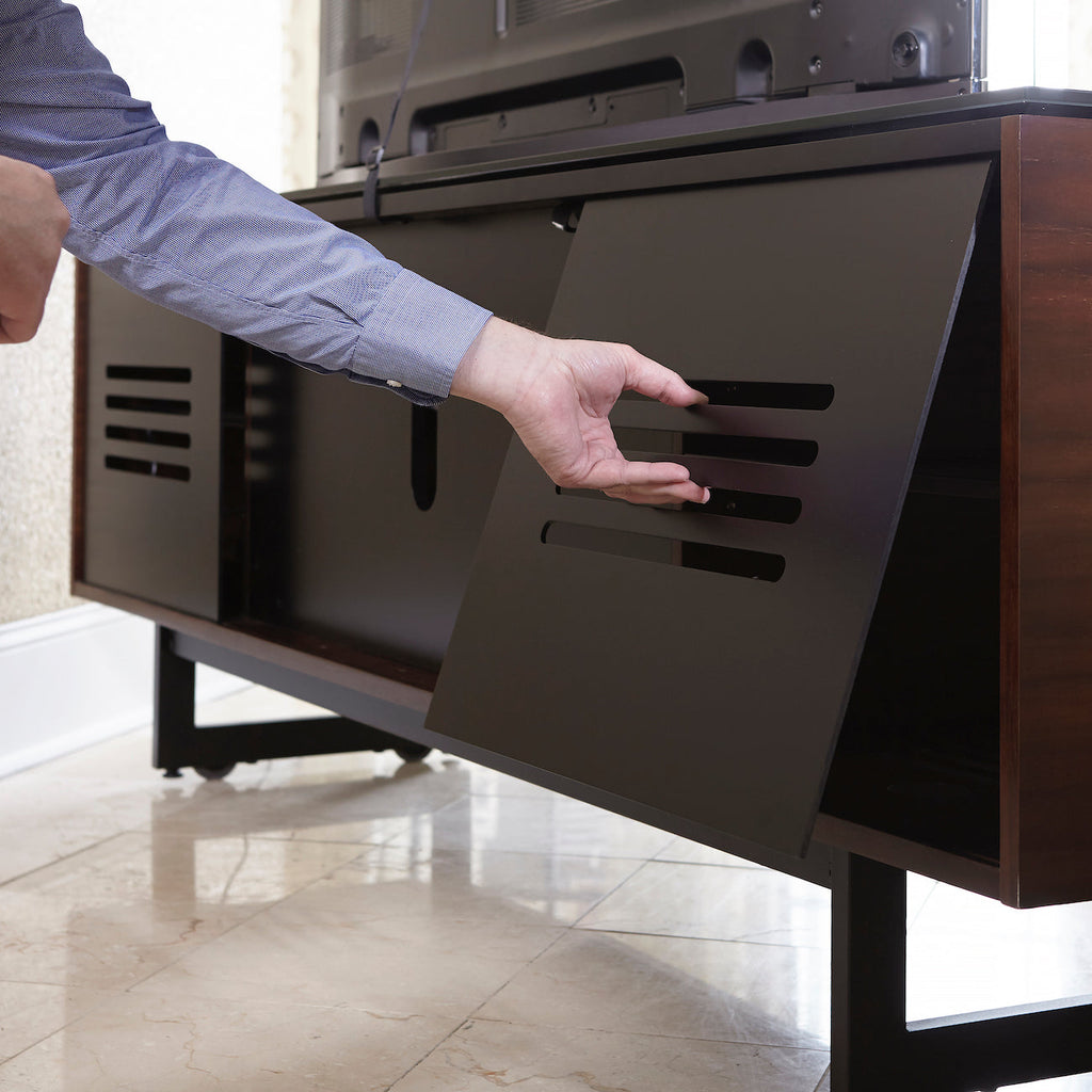 Meuble TV moderne en noyer anthracite pour salon