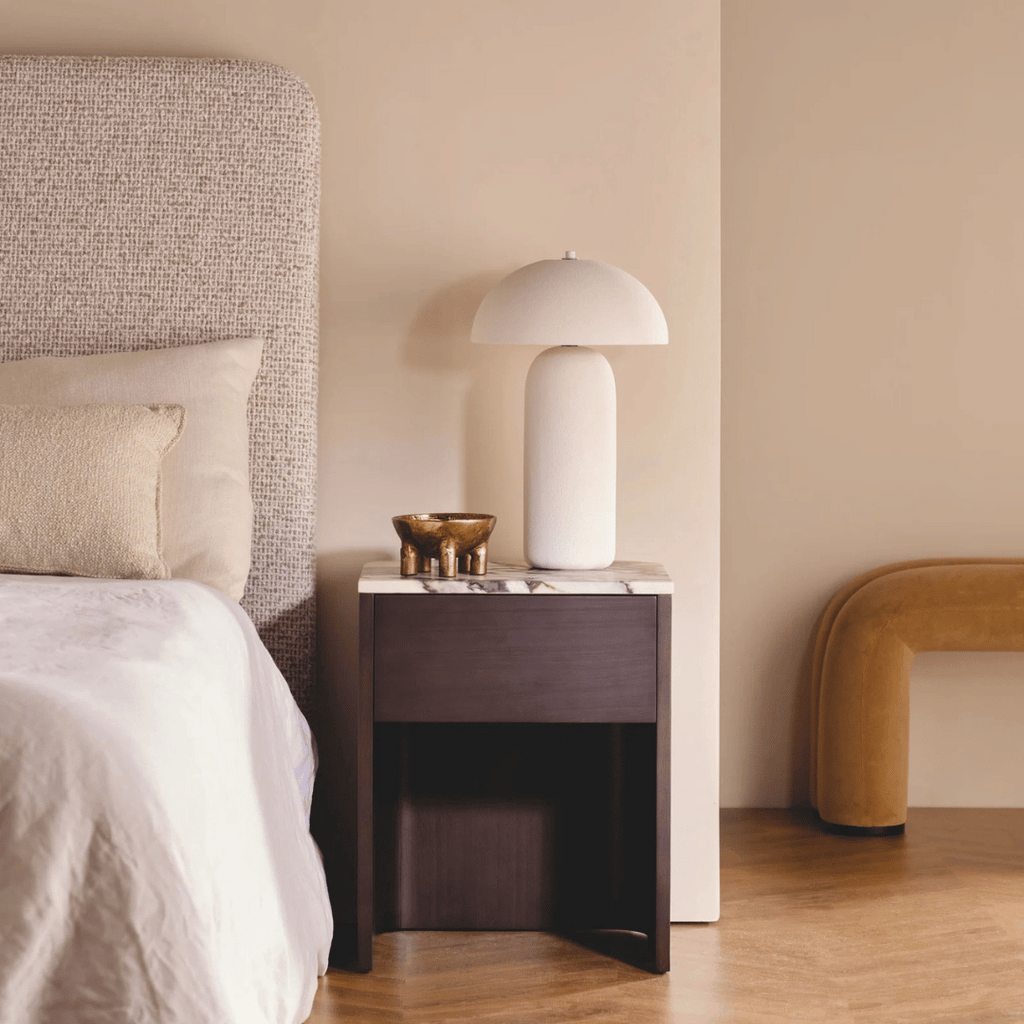 Table de chevet moderne en marbre naturel avec fermeture en douceur pour chambre à coucher