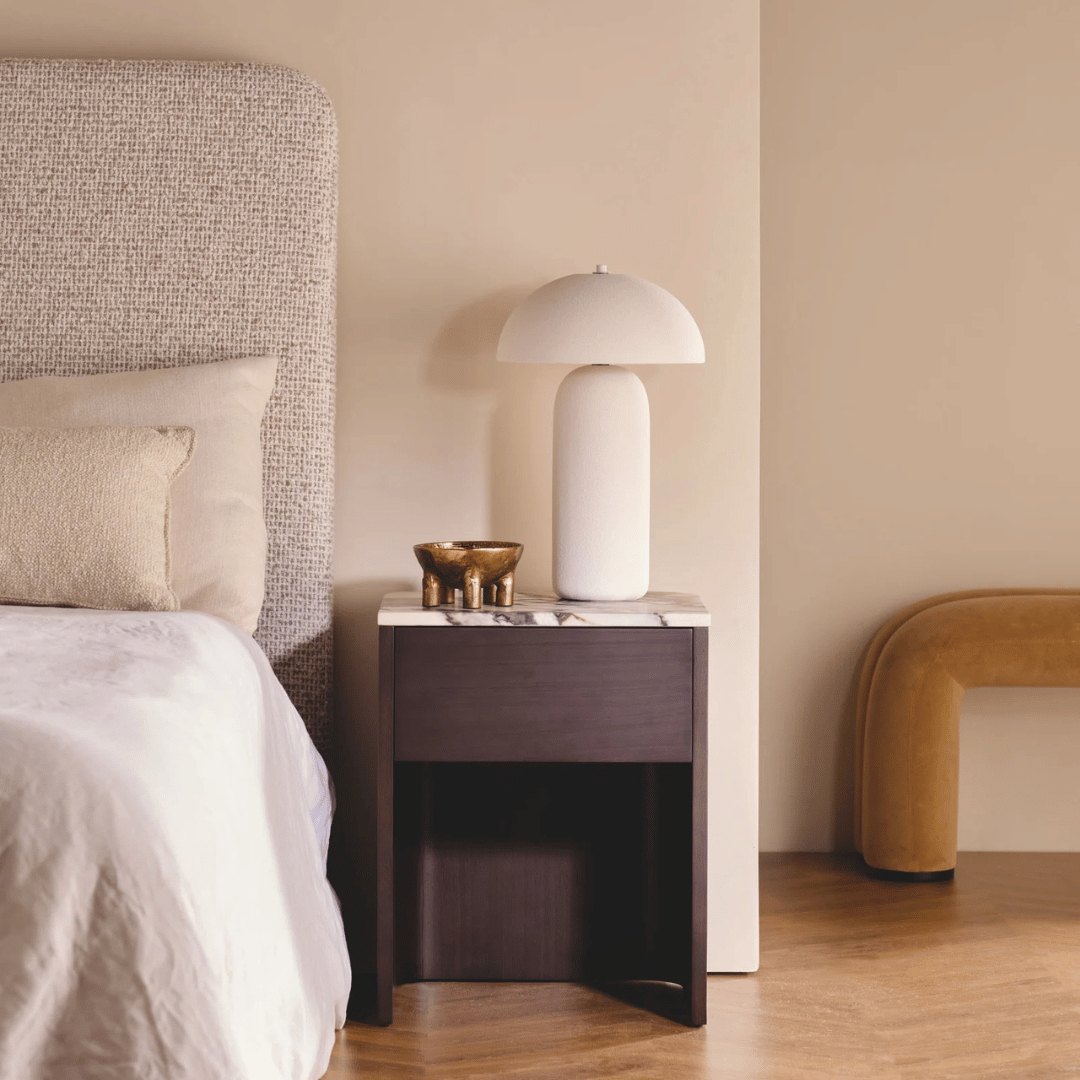 Table de chevet moderne en marbre naturel avec fermeture en douceur pour chambre à coucher