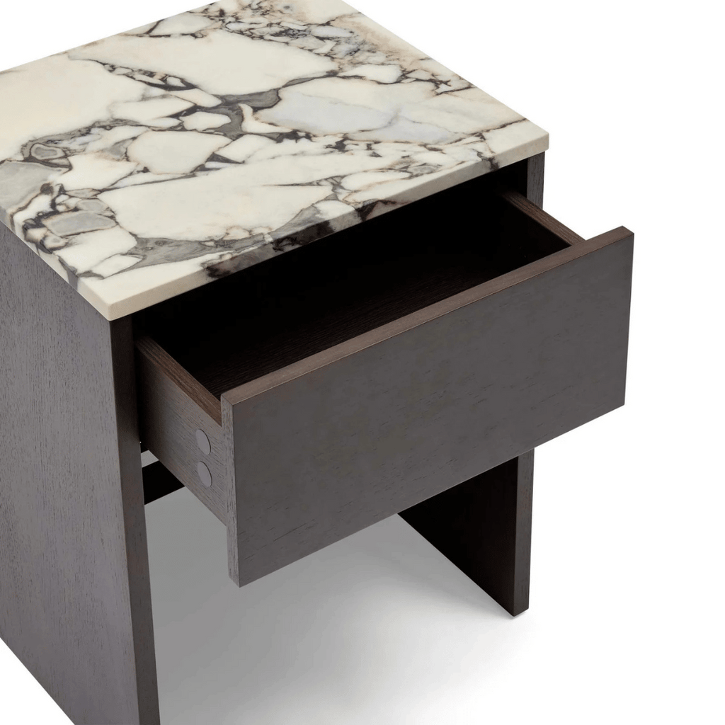 Table de chevet moderne en marbre naturel avec fermeture en douceur pour chambre à coucher