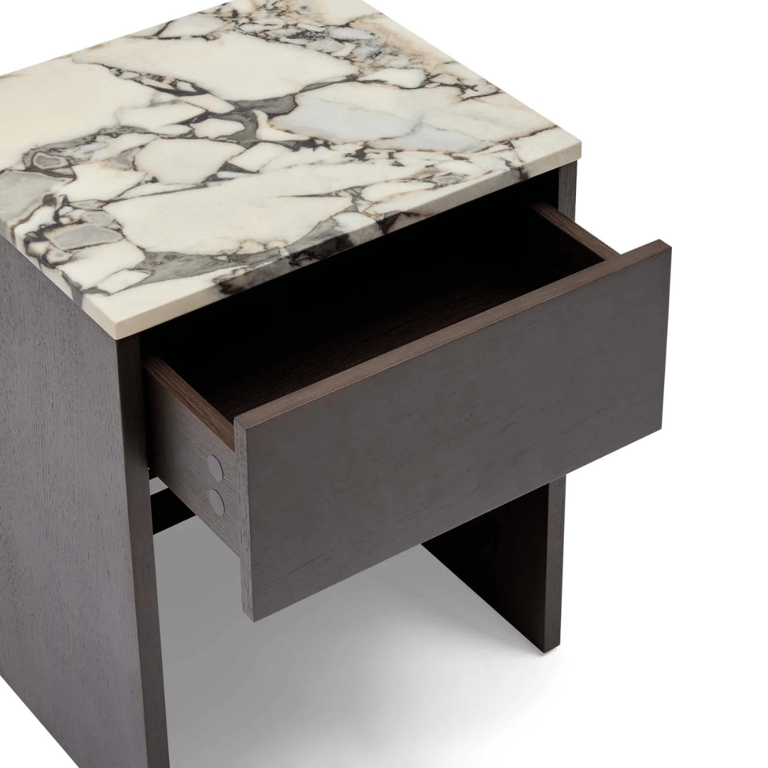 Table de chevet moderne en marbre naturel avec fermeture en douceur pour chambre à coucher