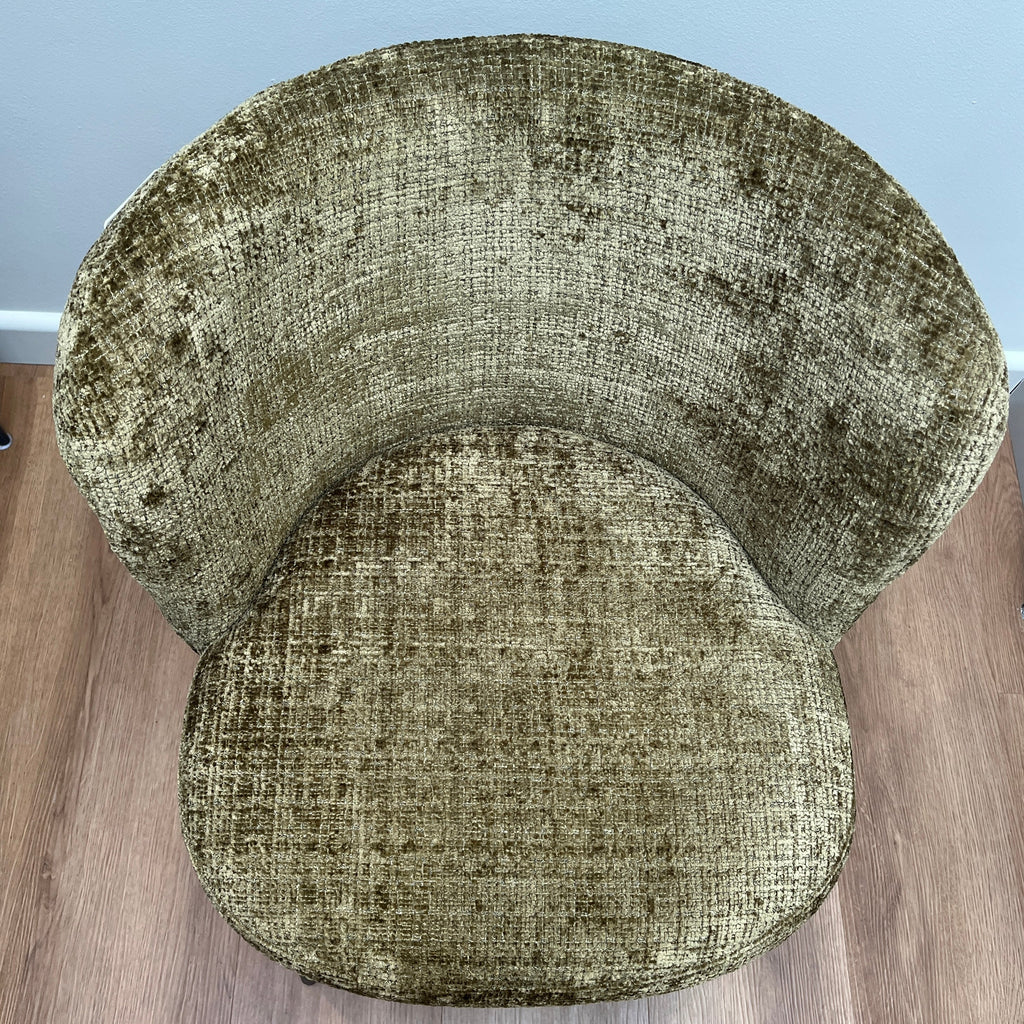 Chaise de salle à manger verte en chenille ergonomique pour salle à manger