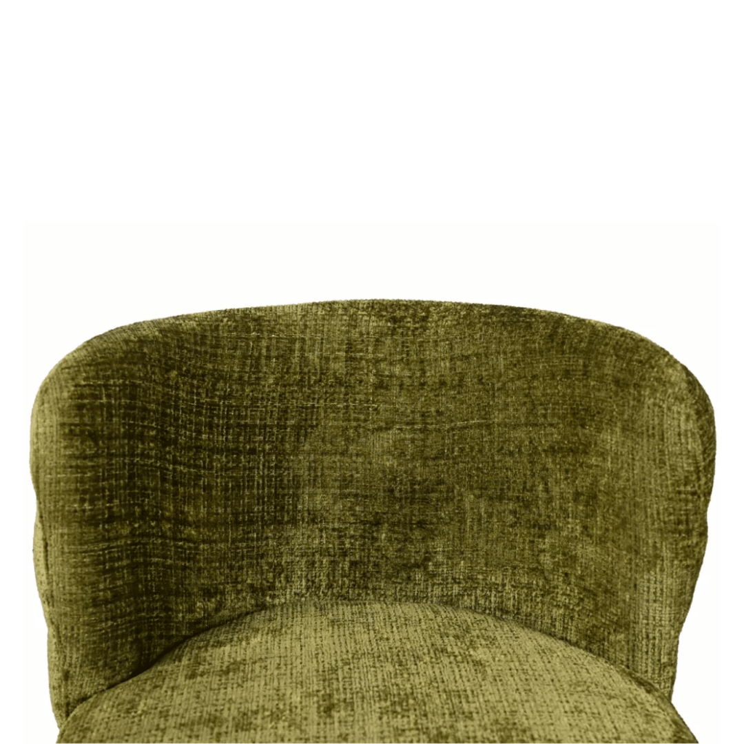 Chaise de salle à manger verte en chenille ergonomique pour salle à manger