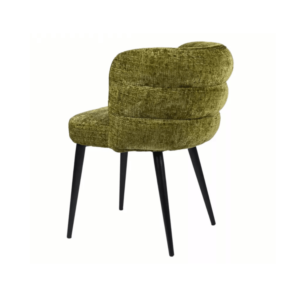 Chaise de salle à manger verte en chenille ergonomique pour salle à manger