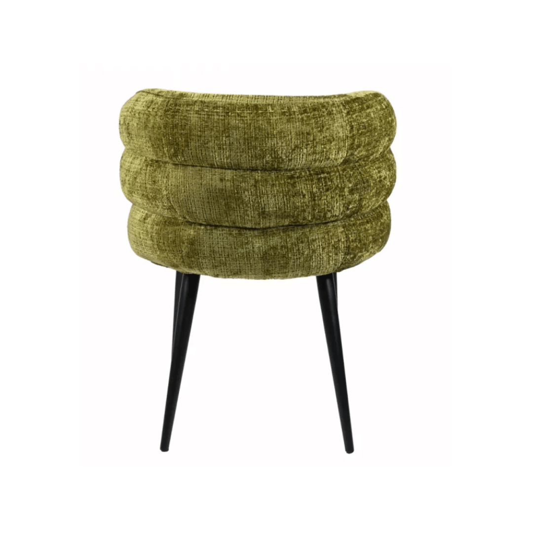 Chaise de salle à manger verte en chenille ergonomique pour salle à manger