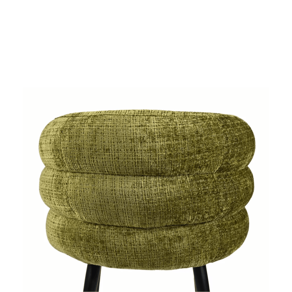 Chaise de salle à manger verte en chenille ergonomique pour salle à manger
