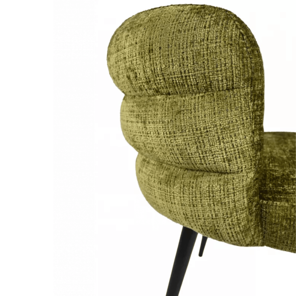 Chaise de salle à manger verte en chenille ergonomique pour salle à manger