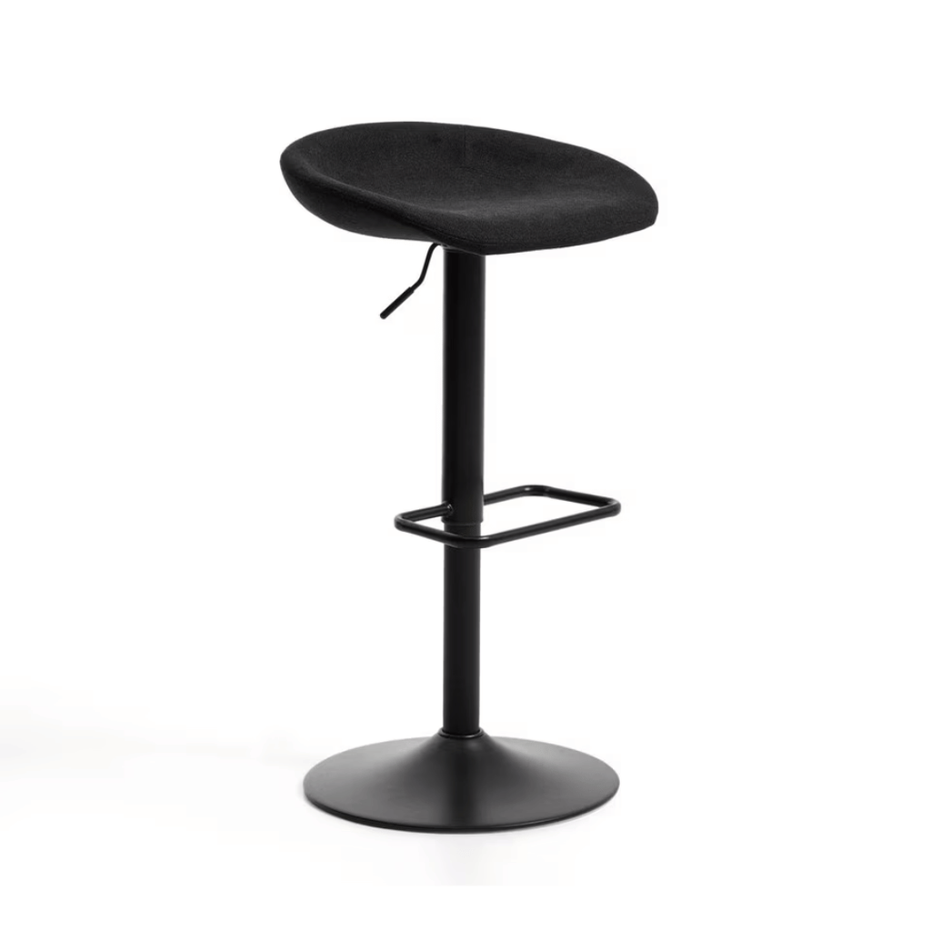 Tabouret de bar en acier noir pivotant et rembourré pour cuisine