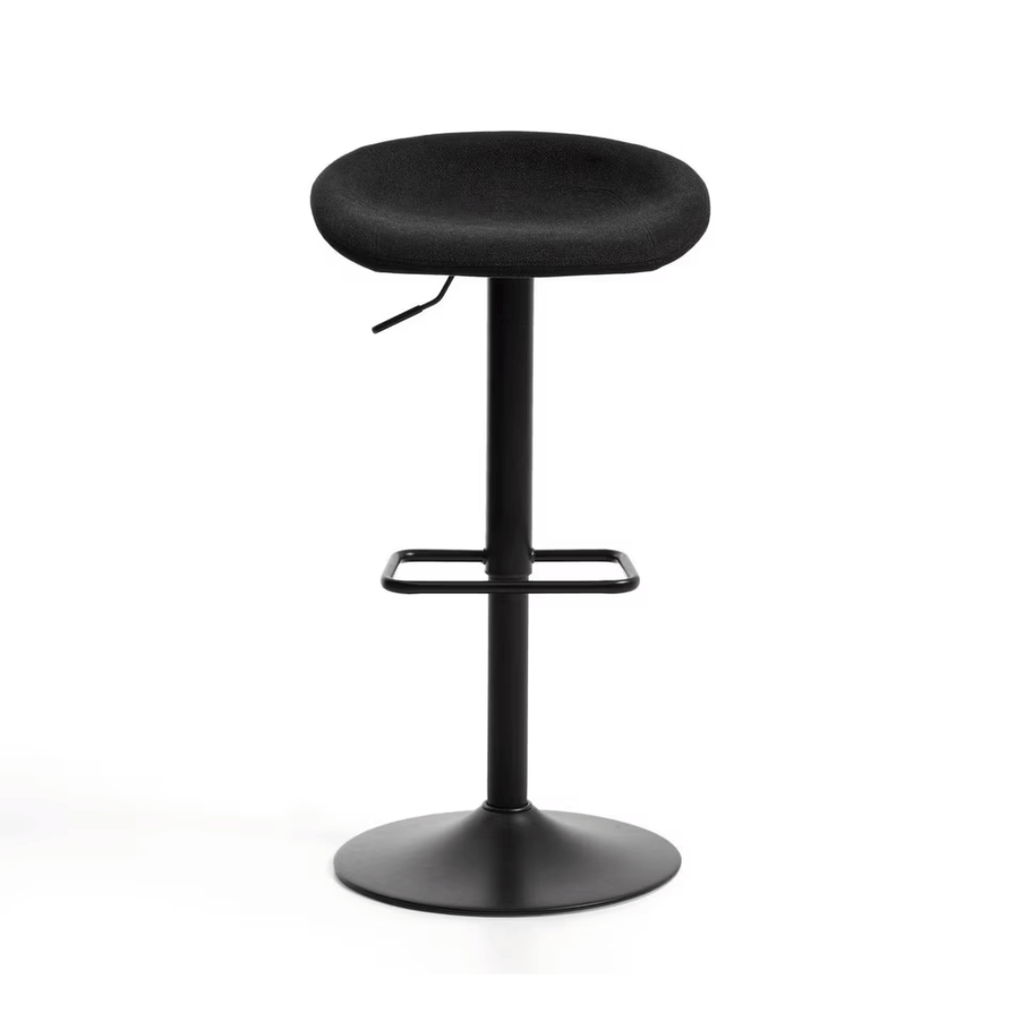 Tabouret de bar en acier noir pivotant et rembourré pour cuisine