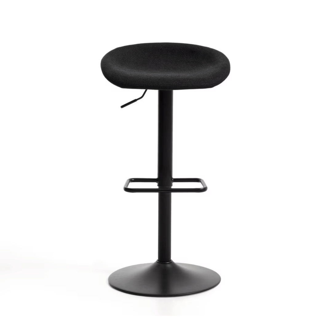 Tabouret de bar en acier noir pivotant et rembourré pour cuisine