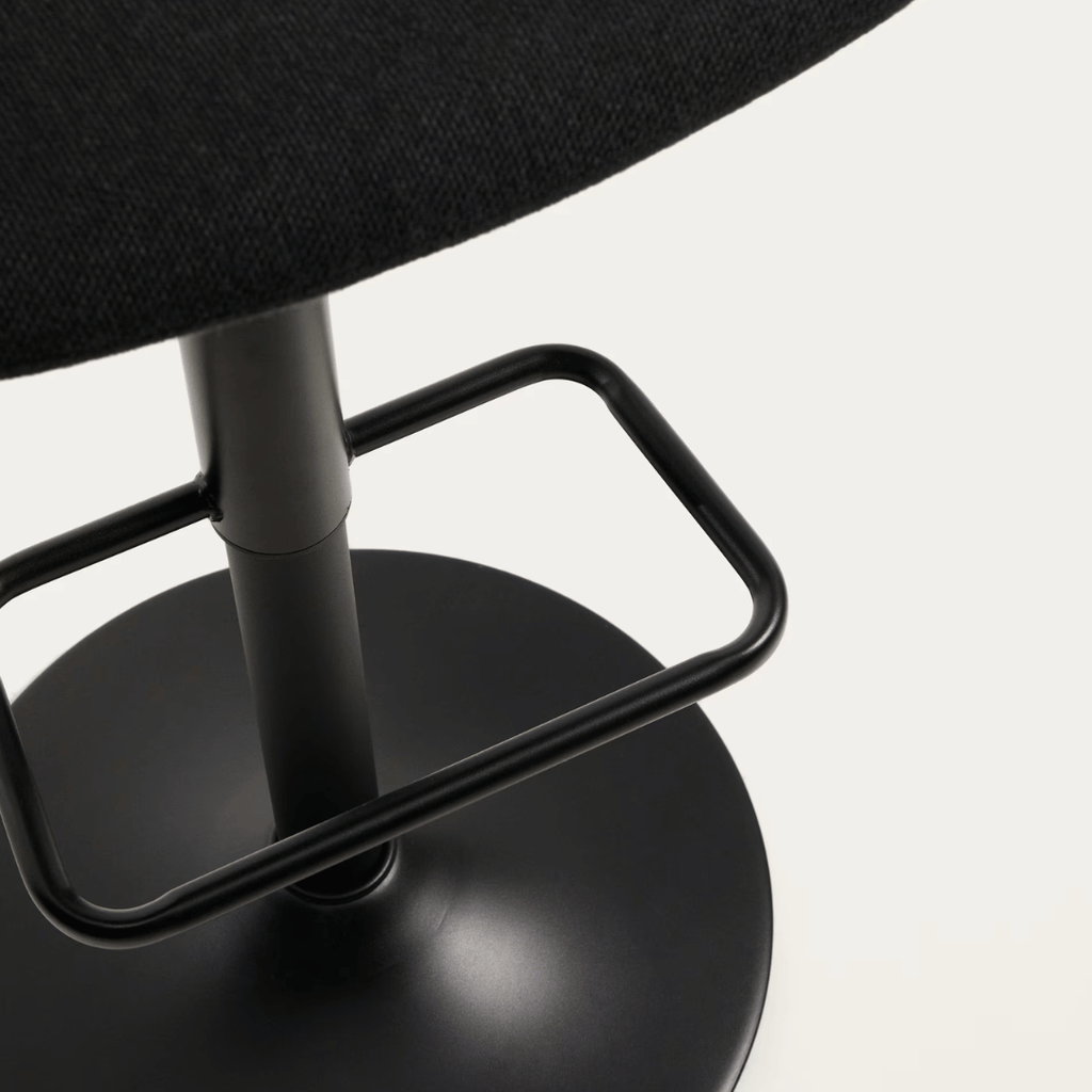 Tabouret de bar en acier noir pivotant et rembourré pour cuisine