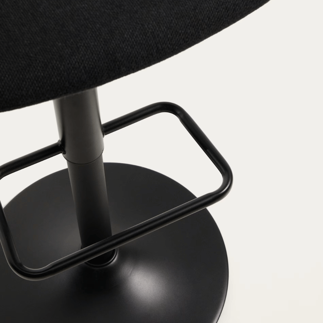 Tabouret de bar en acier noir pivotant et rembourré pour cuisine