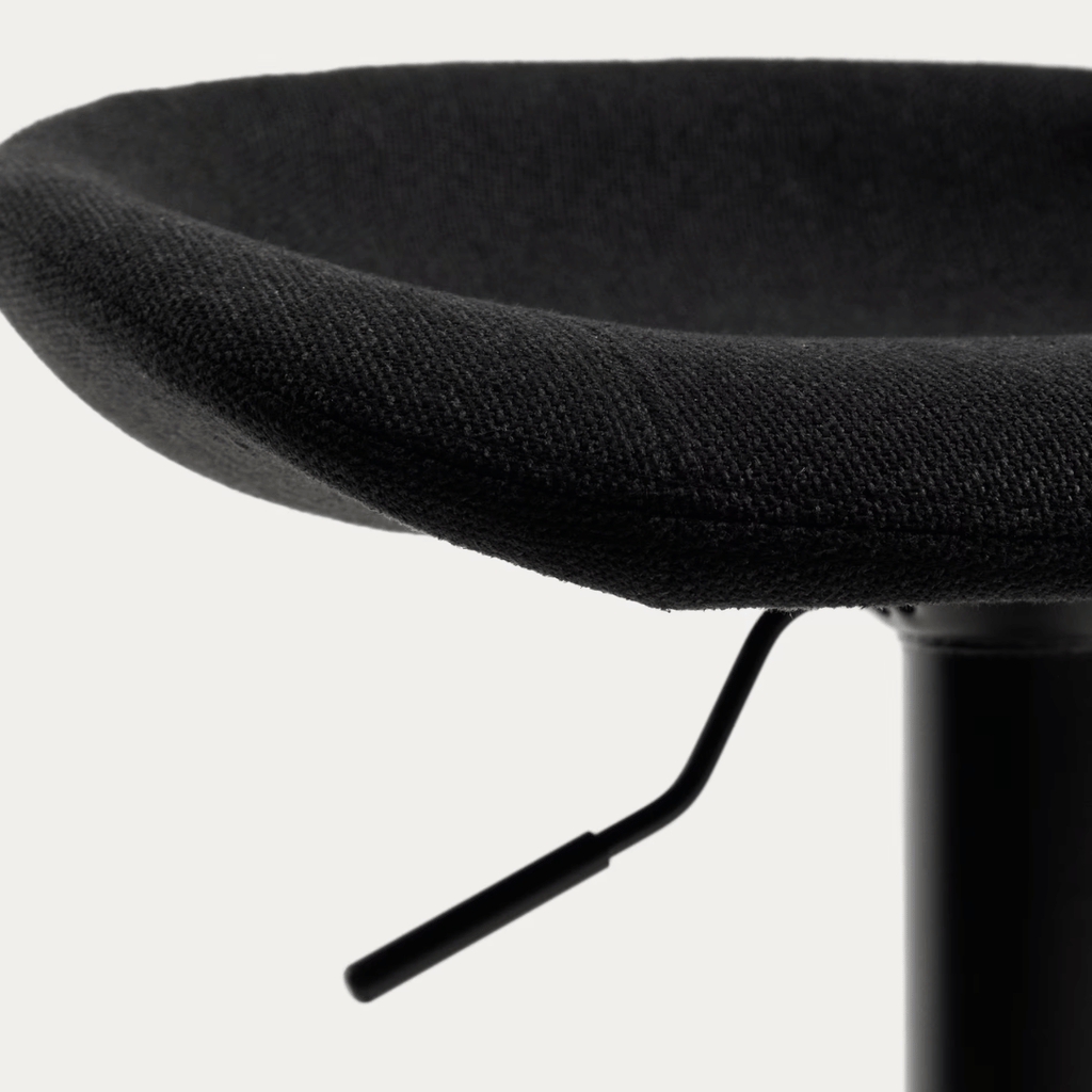 Tabouret de bar en acier noir pivotant et rembourré pour cuisine