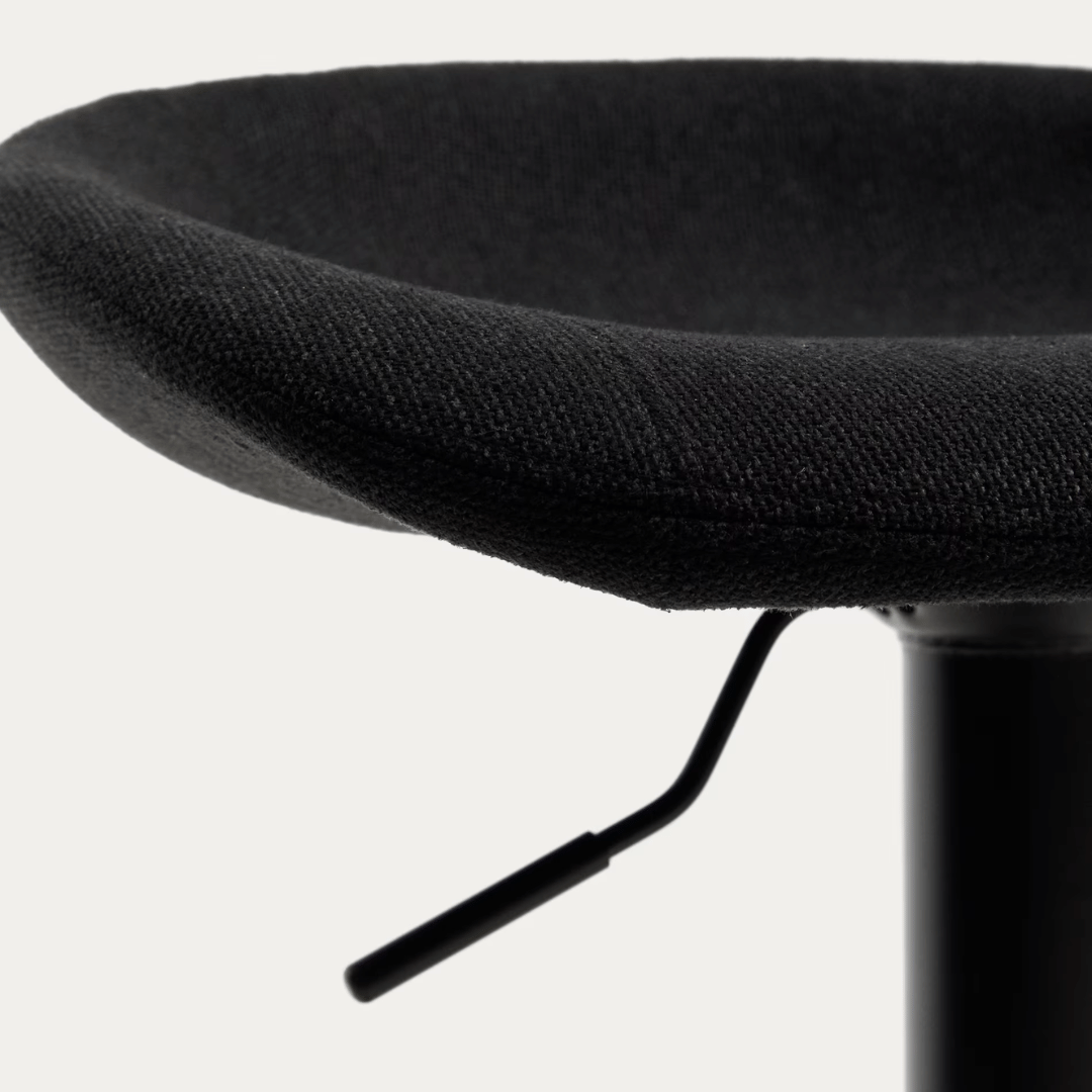 Tabouret de bar en acier noir pivotant et rembourré pour cuisine
