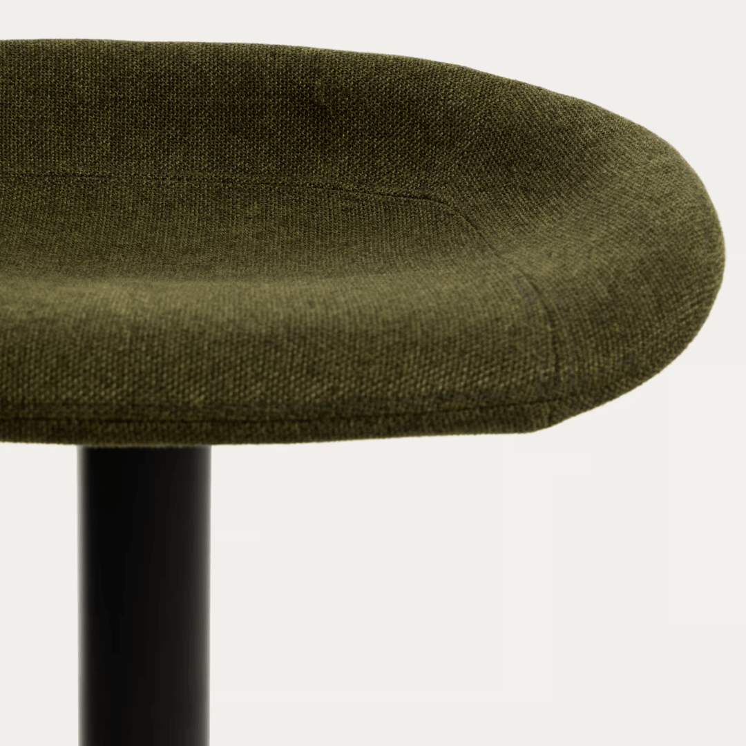 Tabouret de bar en acier vert, pivotant et rembourré pour cuisine