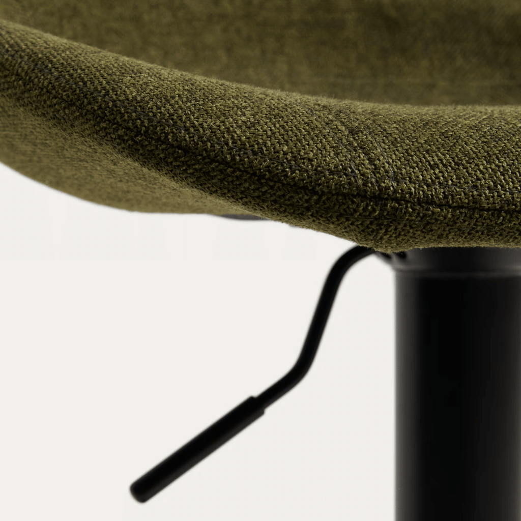 Tabouret de bar en acier vert, pivotant et rembourré pour cuisine
