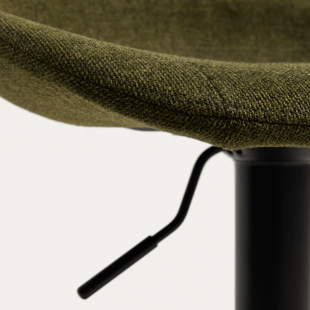 Tabouret de bar en acier vert, pivotant et rembourré pour cuisine
