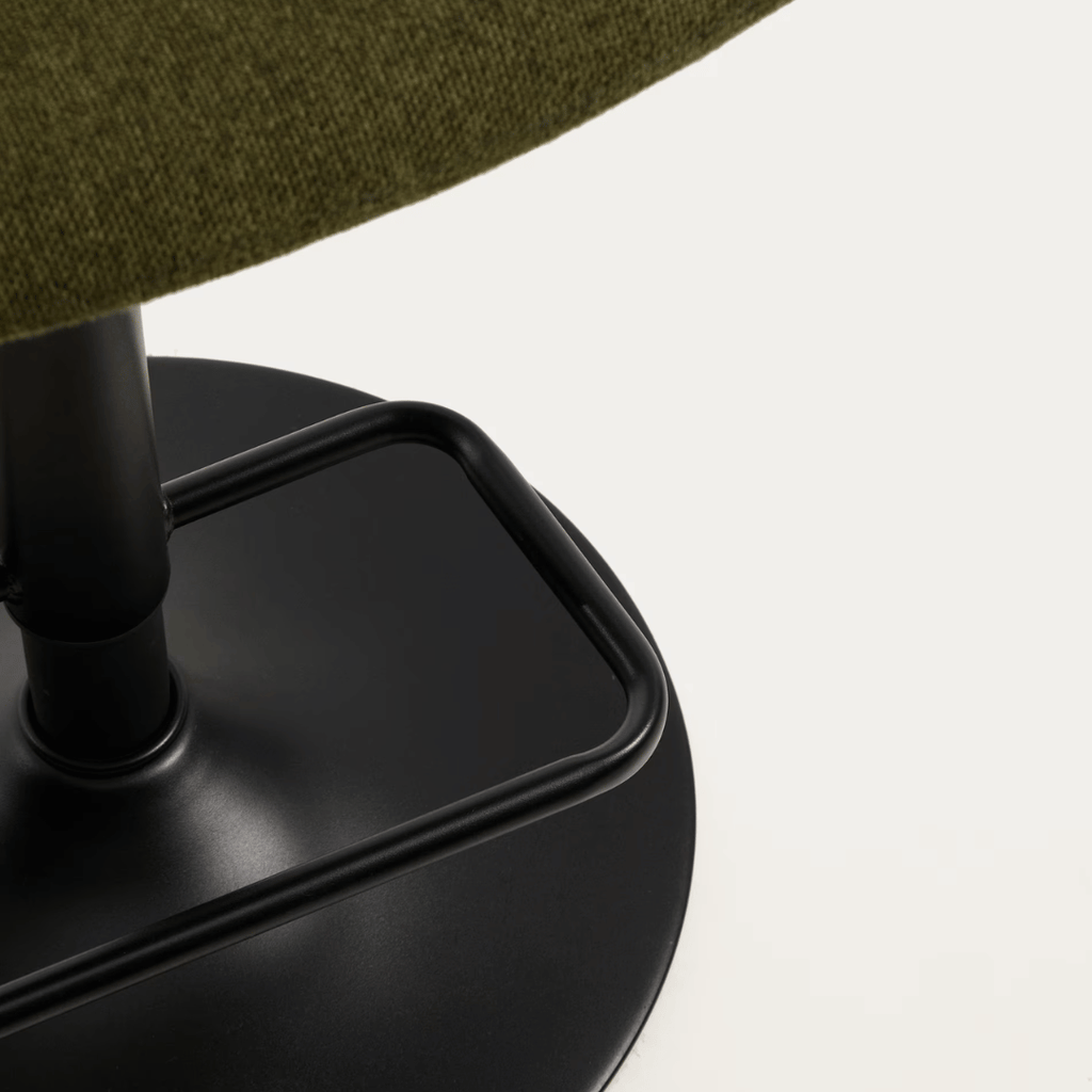 Tabouret de bar en acier vert, pivotant et rembourré pour cuisine
