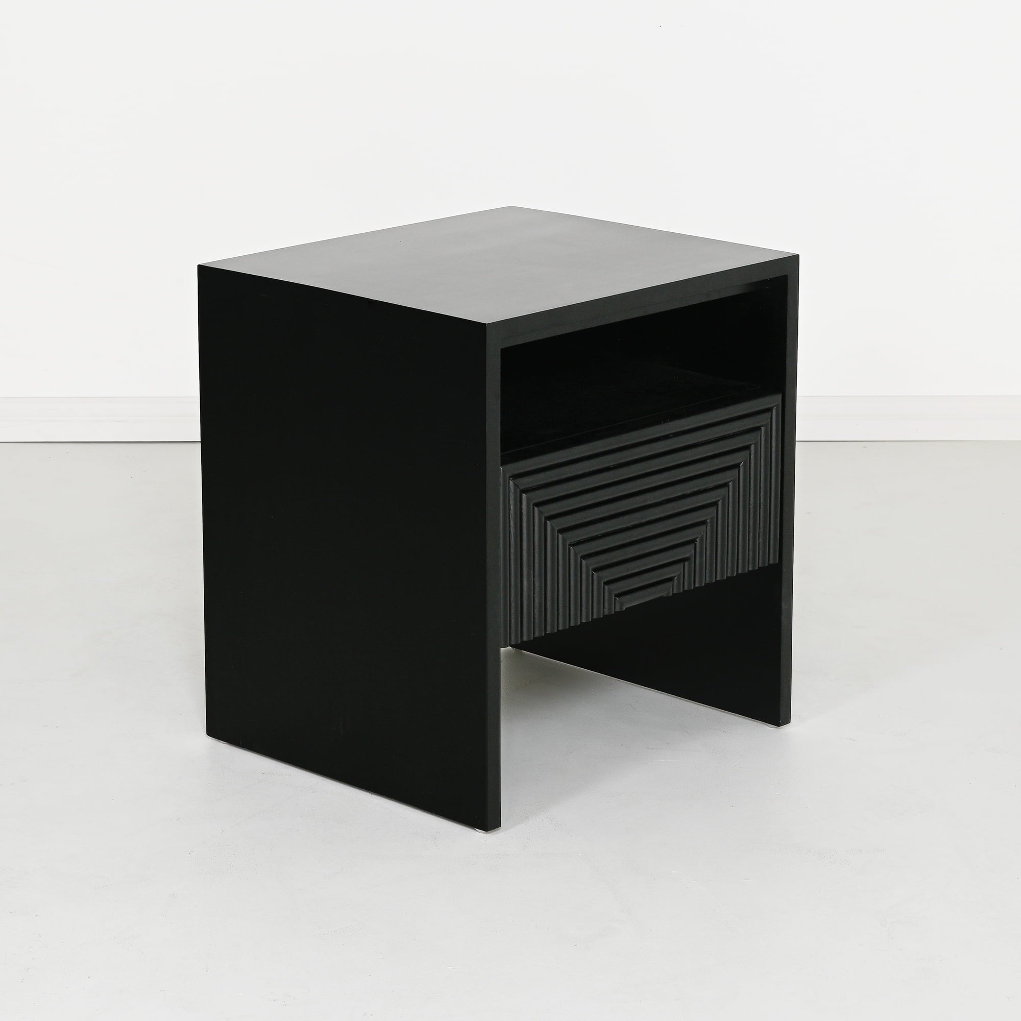 Table de chevet noire en bois pour chambre à coucher