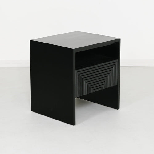 Table de chevet noire en bois pour chambre à coucher