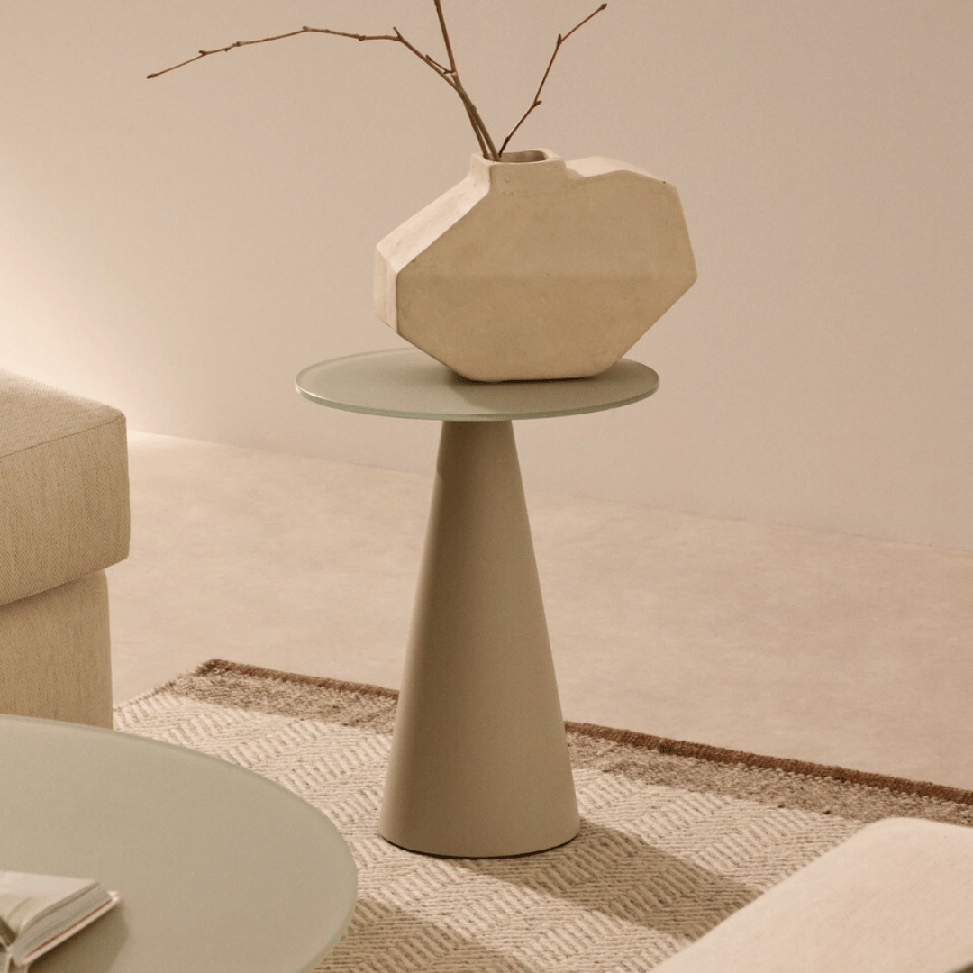 Table d'appoint moderne en métal gris
