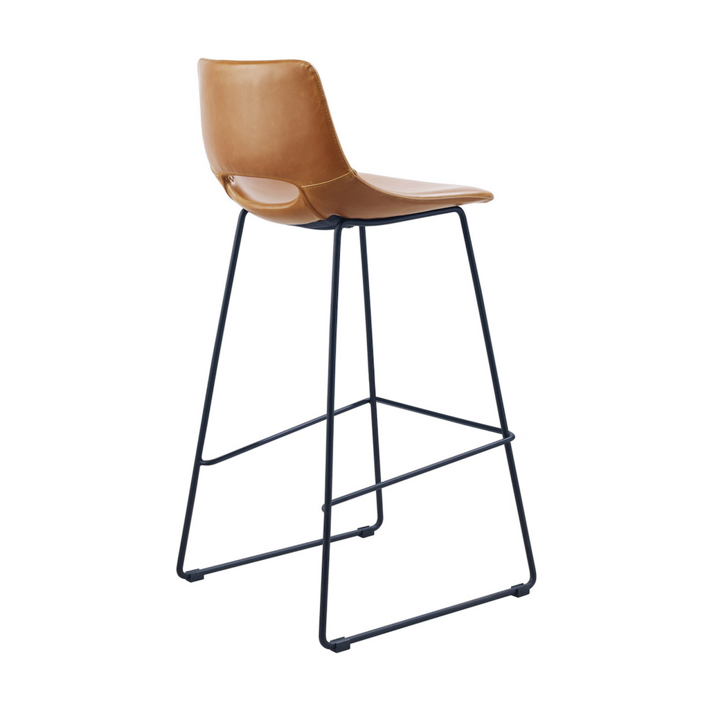 Tabouret de bar de cuisine en similicuir rouille