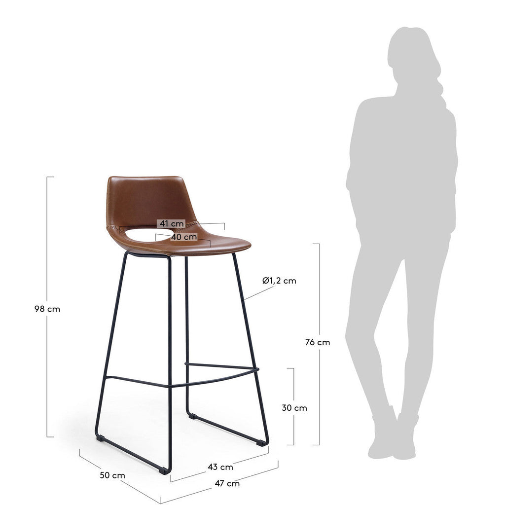 Tabouret de bar de cuisine en similicuir rouille