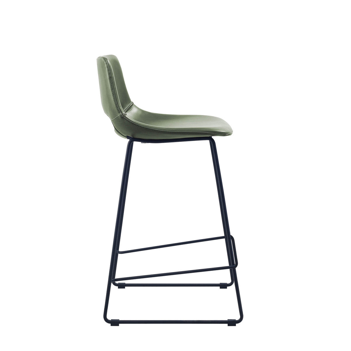 Tabouret de bar de cuisine en similicuir vert style Mid-Century