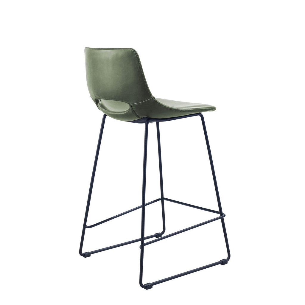 Tabouret de bar de cuisine en similicuir vert style Mid-Century