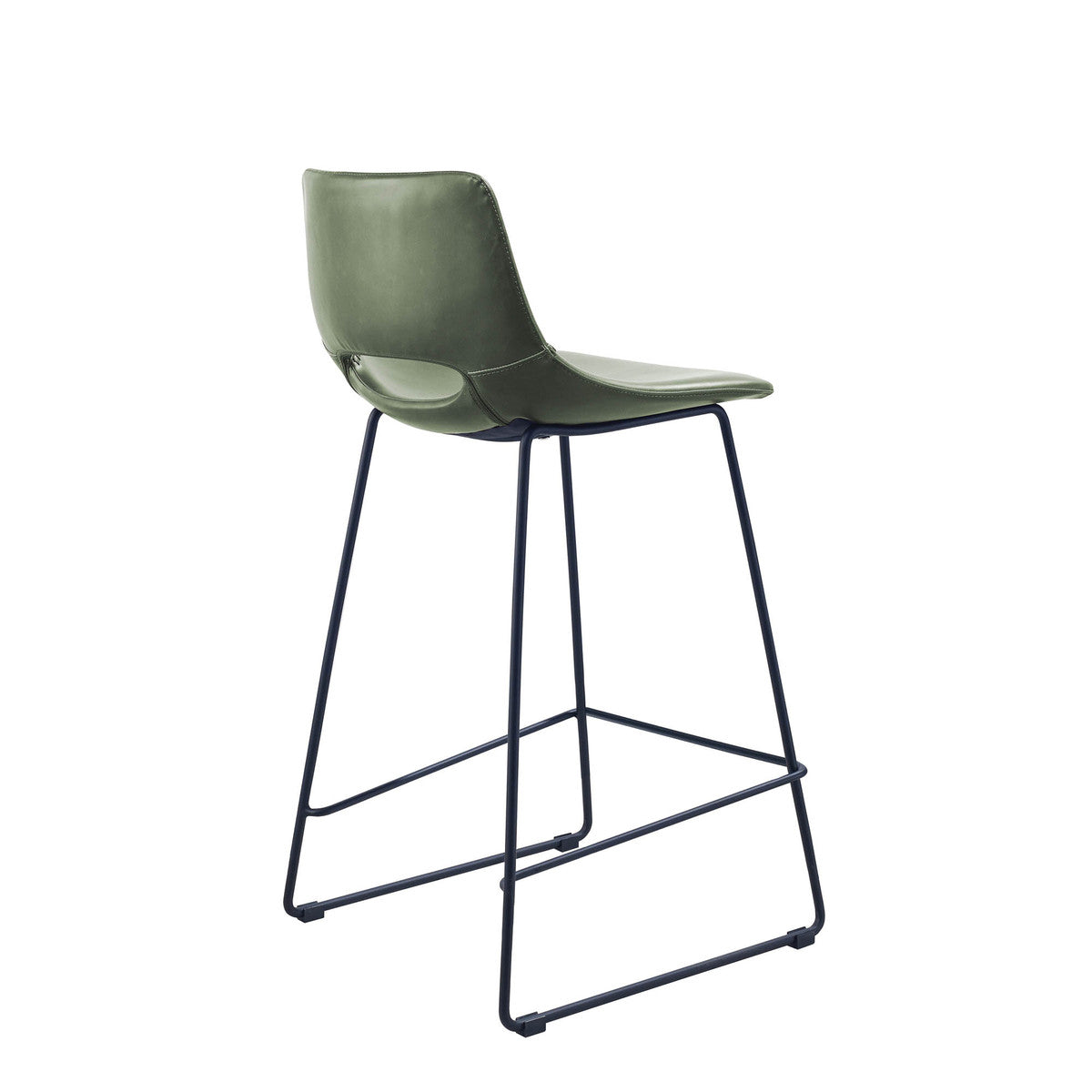 Tabouret de bar de cuisine en similicuir vert style Mid-Century